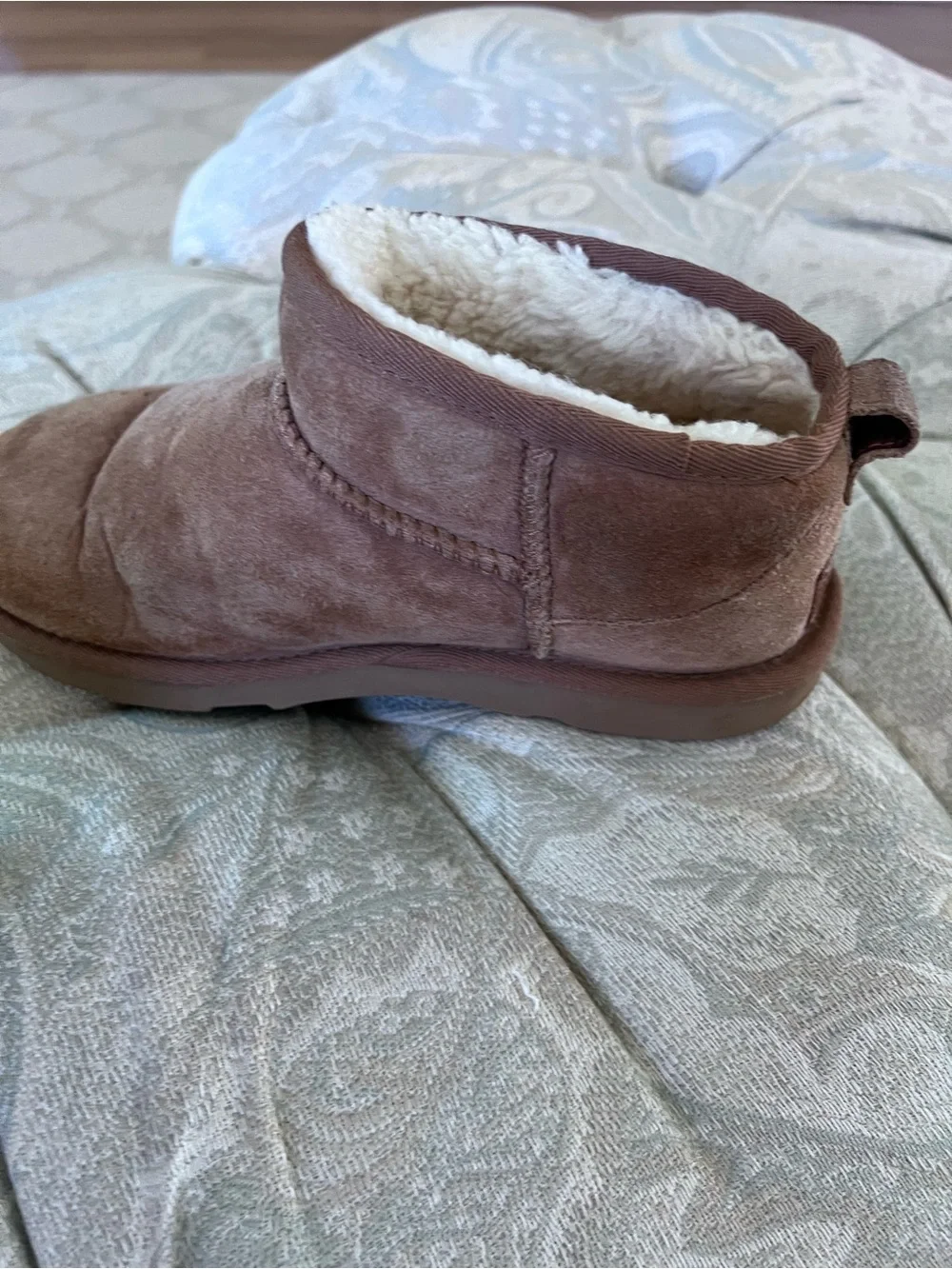 Uggs Cozy Fleece-Lined Suede Slip-On Booties - Brown